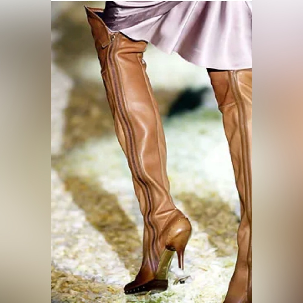 RARE Tom Ford For Gucci RW 2003 Over The Knee Brown Boots Runway Size 6.5/ 36.5 - Picture 12 of 12